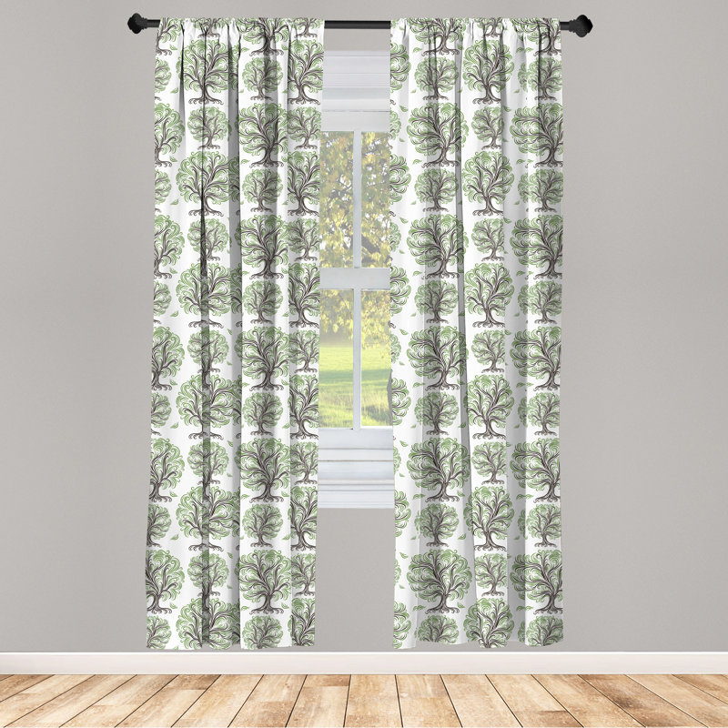 Paire de rideaux semi-transparents avec passe-tringle Tree, 28 po x 95 po