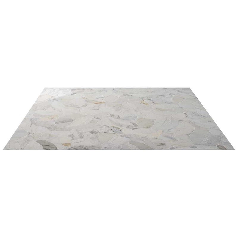 Raina Polished Waterject Marble Mosaic Tile, Calacatta Gold