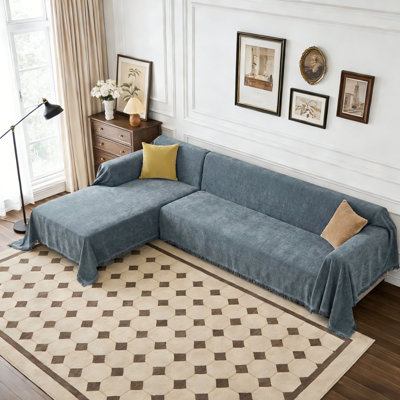 2-Piece L-Shaped Sectional Couch Cover Machine Washable Pet-Friendly Furniture Protector