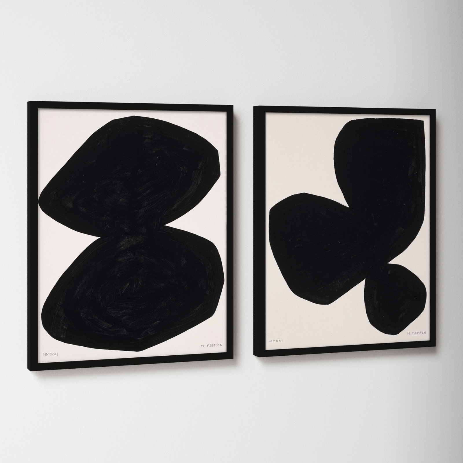Module On White. Set Of 2 by Michael Kempen, 20" H x 16" W x 1.25" D, Black Wood