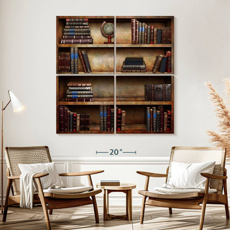 Bibliothèque ancienne, H 57 po x l 57 po