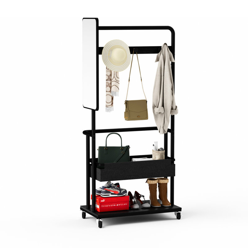 porte-vêtements portatif mobile en métal avec rangement 1-en-1, moderne
