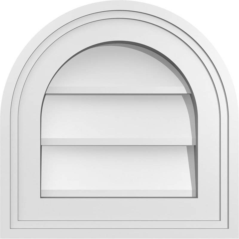 Round Top Surface Mount Signature Urethane Non-Functional Gable Vent Primed Tan, 12" H x 12" W x 1.5" D