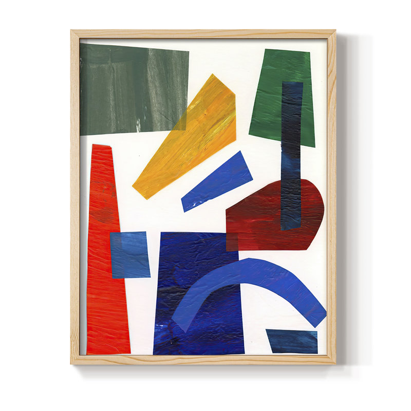 «Colorful Shapes I», reproduction encadrée - bois massif, H 11 po x l 9 po