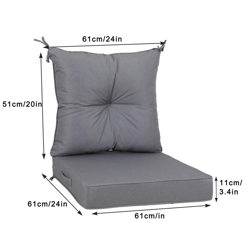Outdoor Deep Seat Cushion for Patio Furniture (Cushion Only), Gray