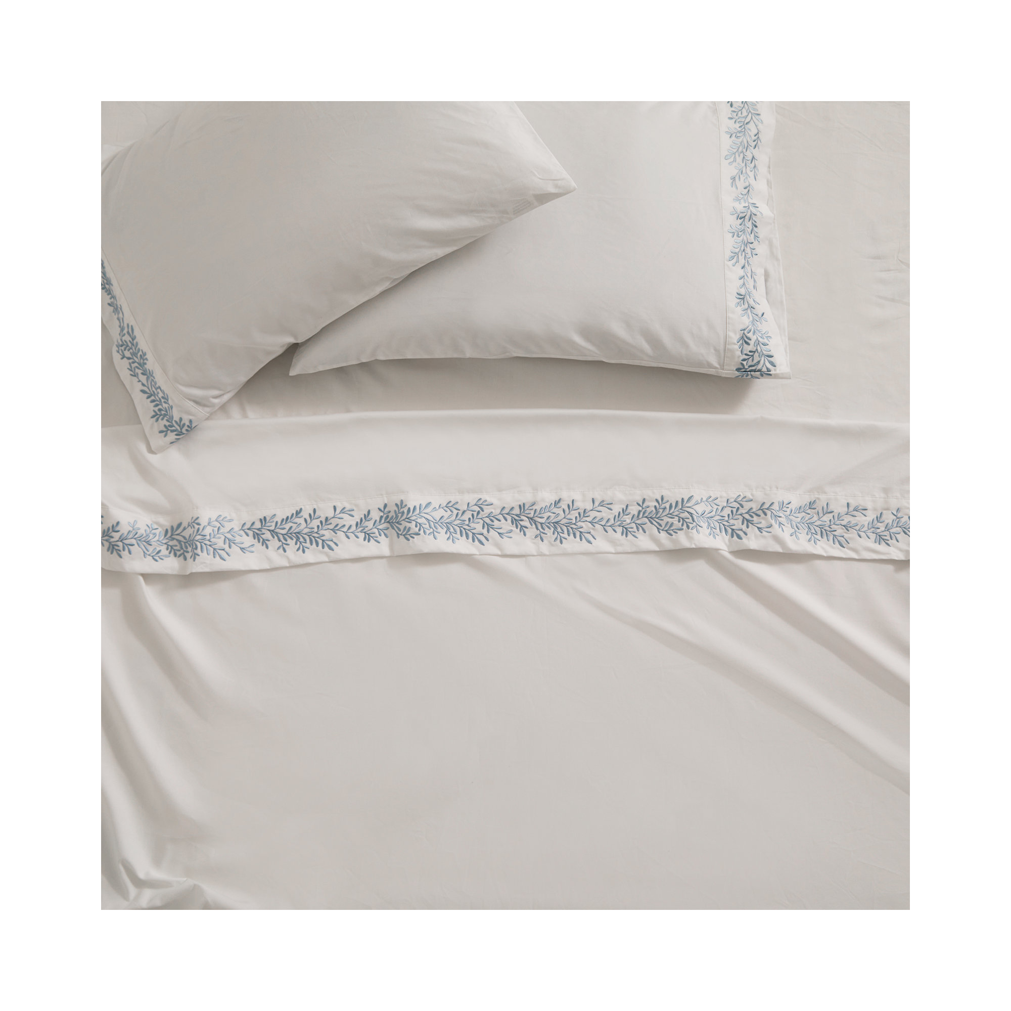 Canberra Sateen Sheet Set, Blue, Queen Sheet Set with 2 Pillowcases