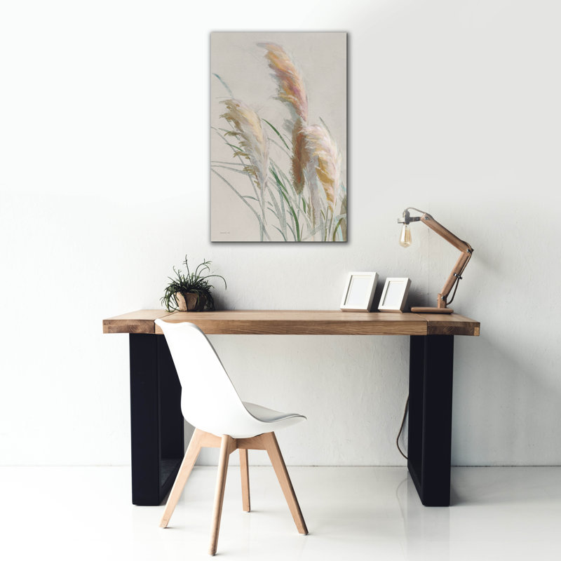 Art mural sur toile  «Neutral Pampas Grasses 2» par Danhui Nai, H 40 po x l 26 po