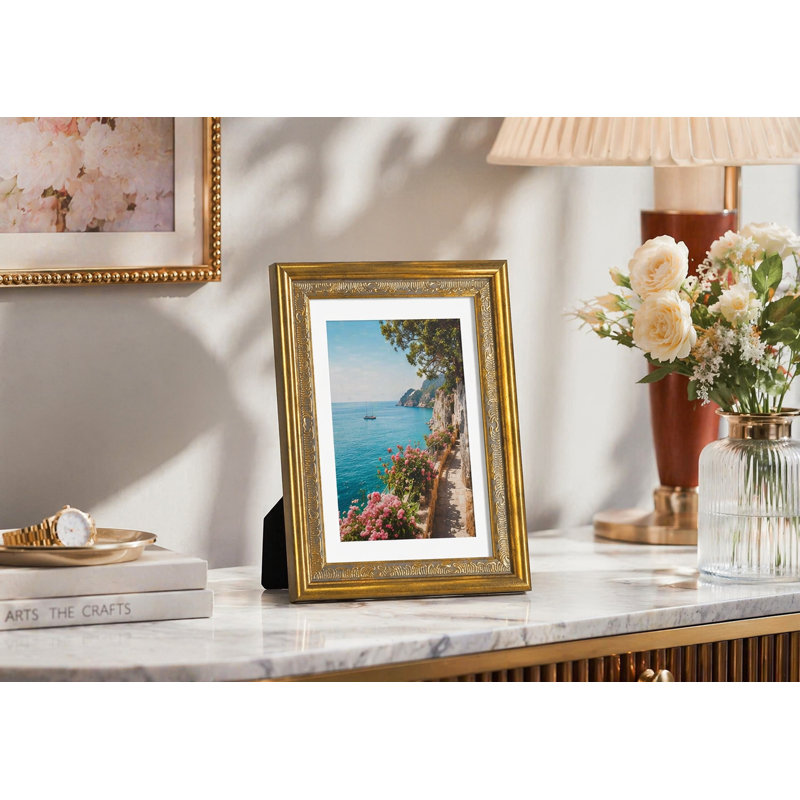 Cadre photo or mat avec passe-partout pour présentation murale ou de table, Or mat, 4 po x 6 po, 3.5" x 5"