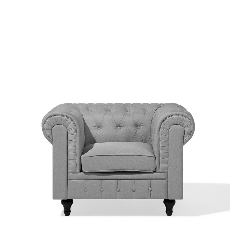 Lefever Upholstered Chesterfield Chair, Grey