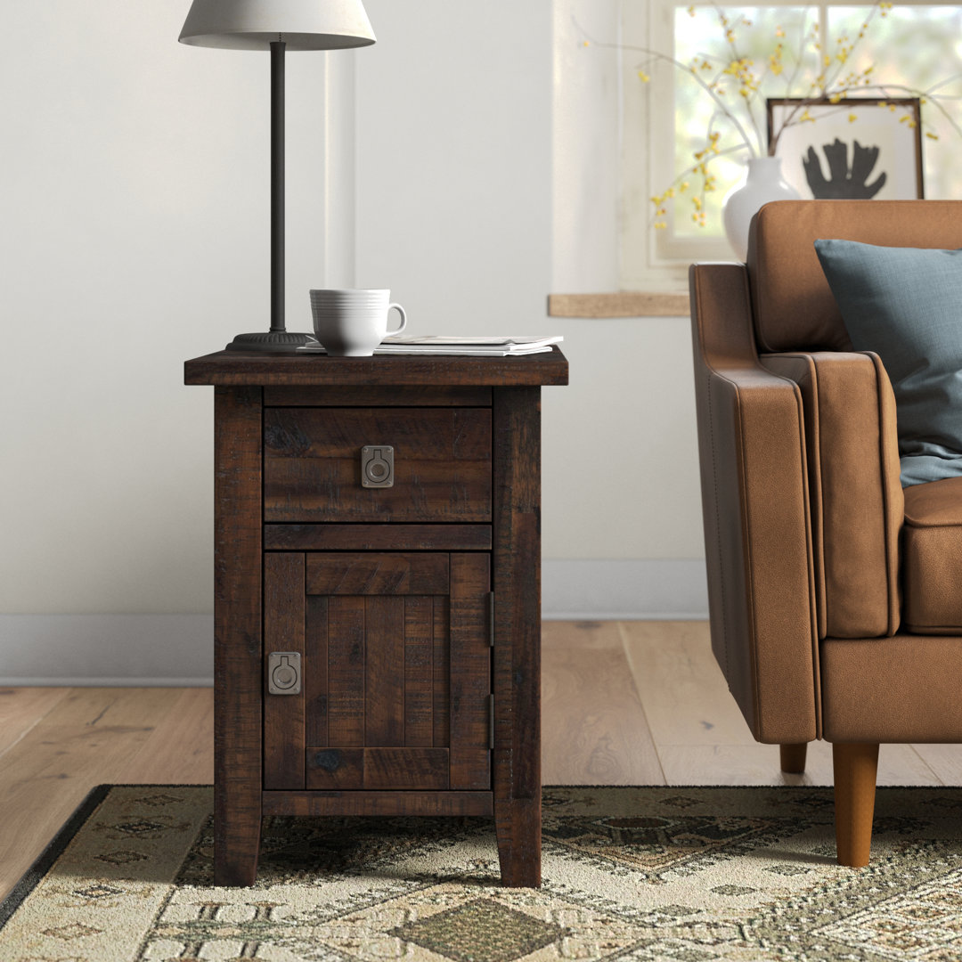Magie Solid Wood Top End Table with Storage Union Rustic