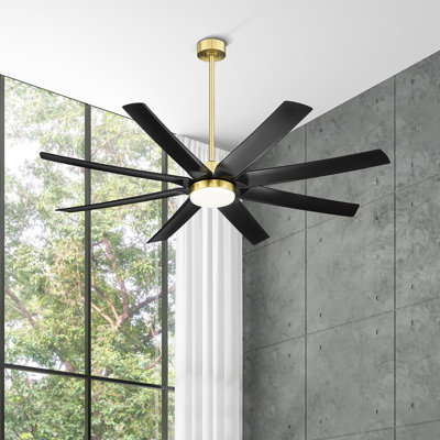 70 Inch 22w Black and Gold Ceiling Fan With Led Lights, 8-blades With Alexa Voice Control Remote Control And App