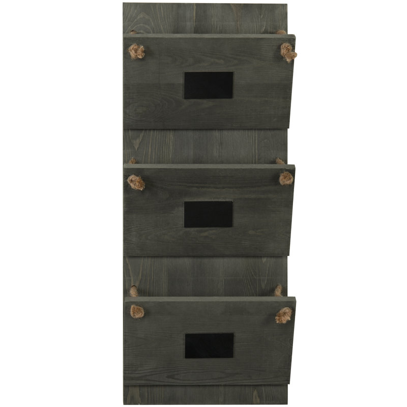 Erikson Wall 3-Slot Mail Organiser with Key Hooks and Mail Storage