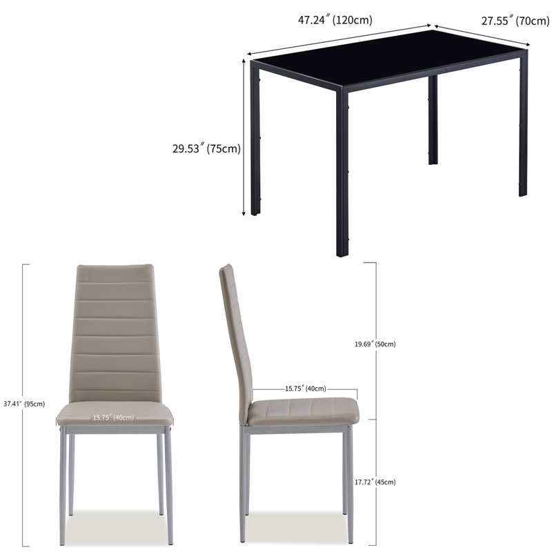 Ensemble repas pour 4 personnes Ivyona, Noir, Noir, noir, noir, noir, Gris / argent