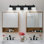 Luminaire de salle de bain moderne à 4 lumières DEL noir mat avec abat-jour en cristal, applique murale de salle de bain pour un décor intérieur élégant et contemporain
