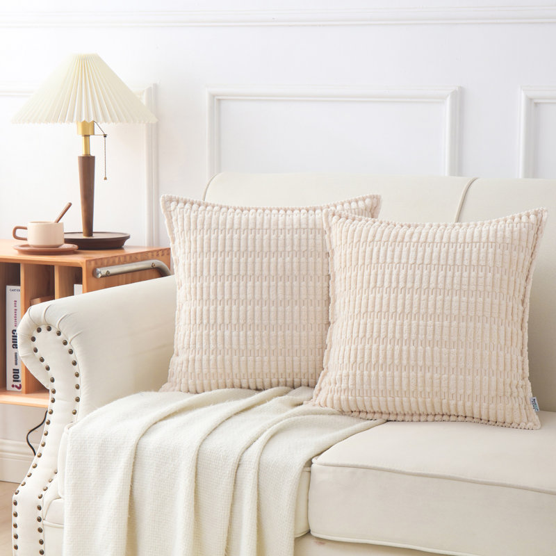  Housse pour repose-pieds Boucle, Crème, crème, Carré 24 po