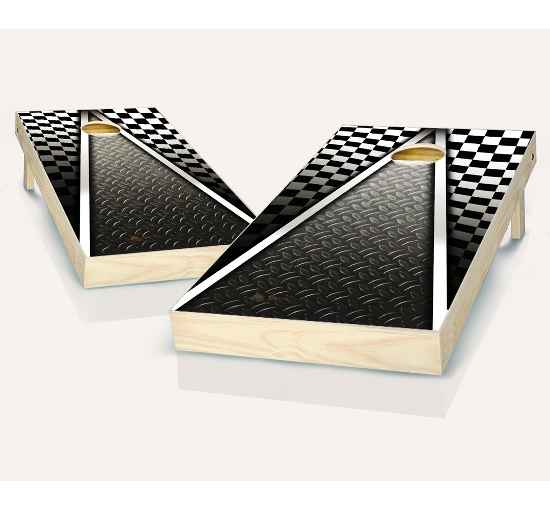 2' x 4' Racing Solid Wood Cornhole Set with Bags AJJ Cornhole Bag 