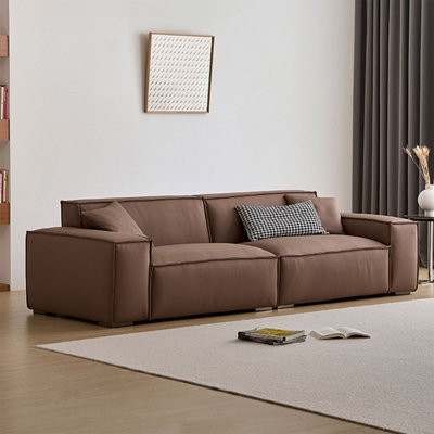 Brown Genuine Leather Modular Sofa cushion couch