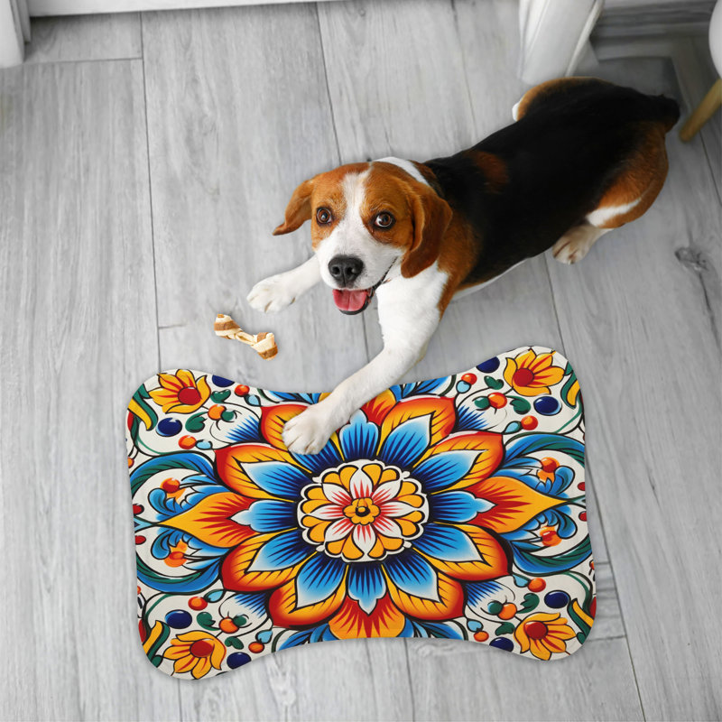 Mexican Mosaics - 1 Piece Bone Shape Feeding Mat