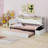 Space Saving Upholstered Daybed with Storage Footstool, Shelves, Trundle, USB Charging and LED Light-1258583247