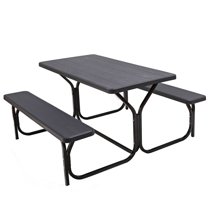 Erwinville Patio Dining Set with Rectangular Table, Black