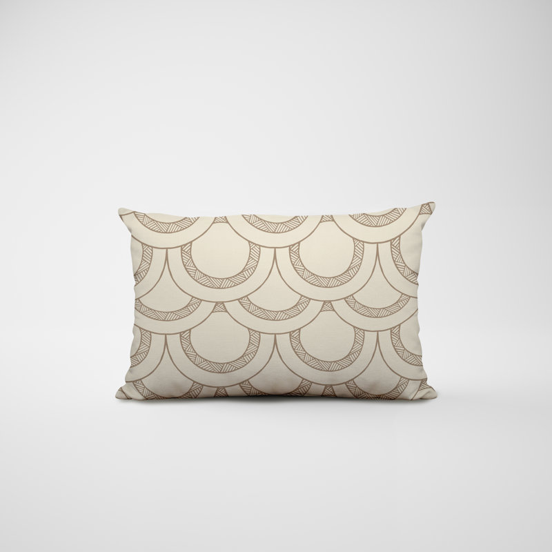 Polyester Lumbar Rectangular Indoor/Outdoor Pillow Cover & Insert, Beige