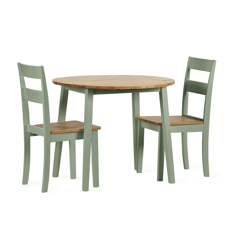 Hayasdan 42cm H Solid Wood Ladder Back Side Chair, Brown/Sage Green