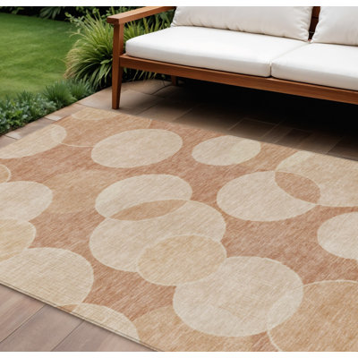 Tapis intérieur/extérieur lavable à motifs géométriques corail et pêche, 2,74 m x 3,66 m