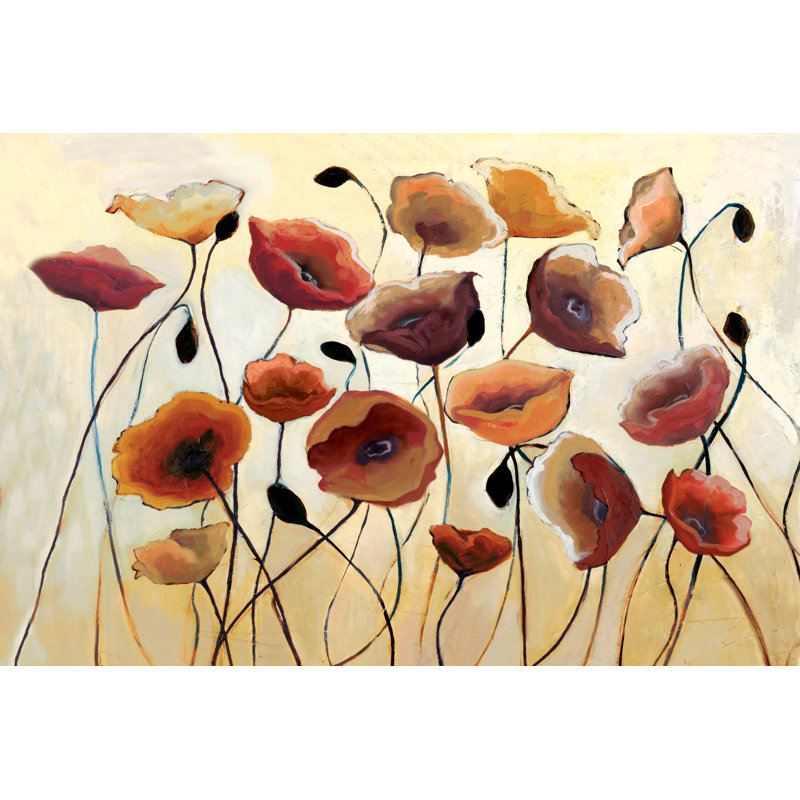 Colourful Poppies - Wrapped Canvas Painting, 20cm H x 30cm W x 3.8cm D