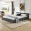 Structure de lit tapissier grand avec tissu chenille-666320192