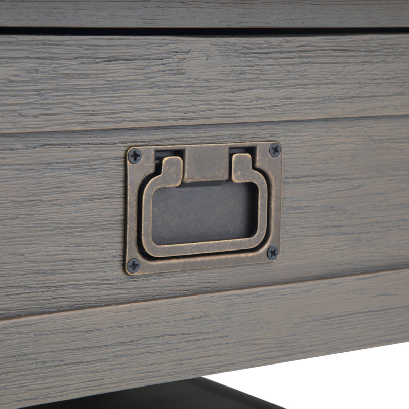 Farmhouse Gray 38" Square Acacia Wood Coffee Table with Storage
