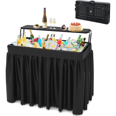 Table à glace blanche pliante à double couche avec jupe