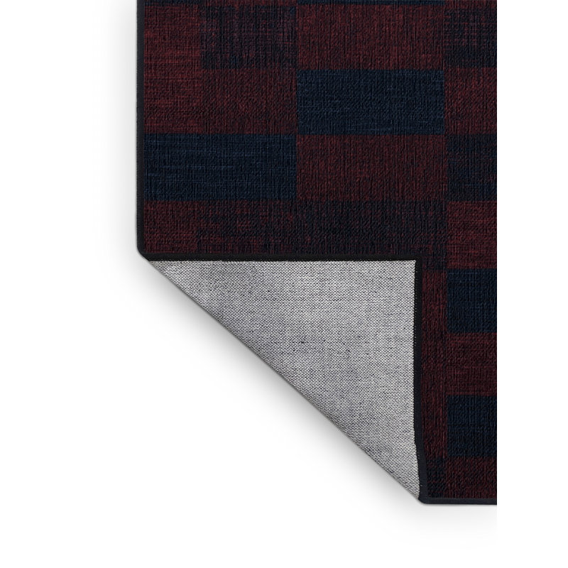 Tapis gris à carreaux lavable à la machine, Rectangle 5 pi x 8 pi