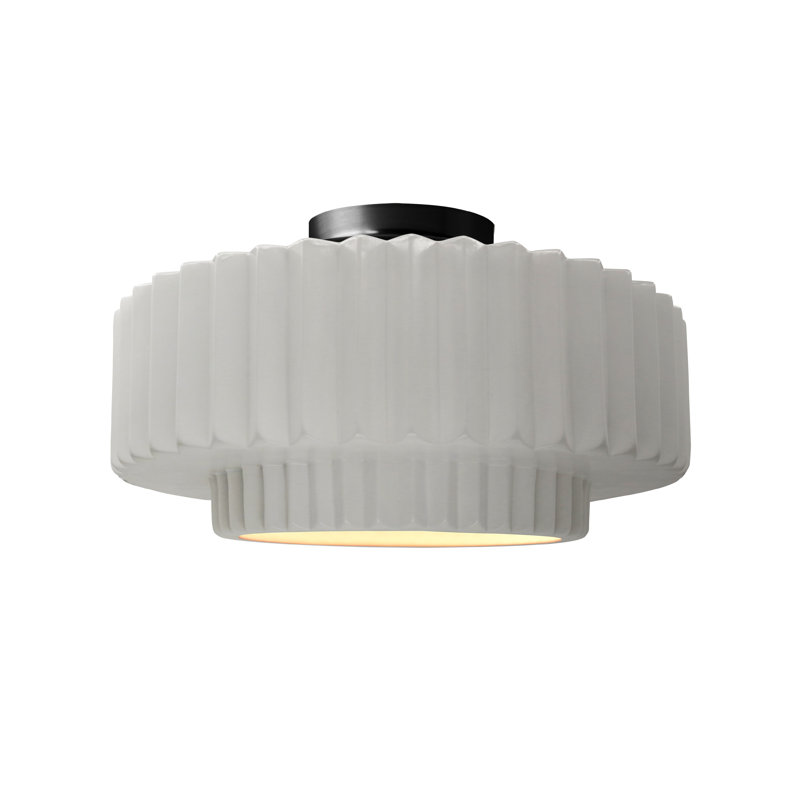Plafonnier semi-encastré en céramique Radiance, H 7,25 po x l 14,5 po x P 14,5 po, Bisque, Noir mat