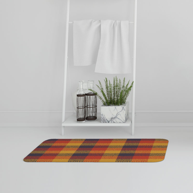 Ajasia Non-Slip Bath Rug, Rustic Harvest Plaid