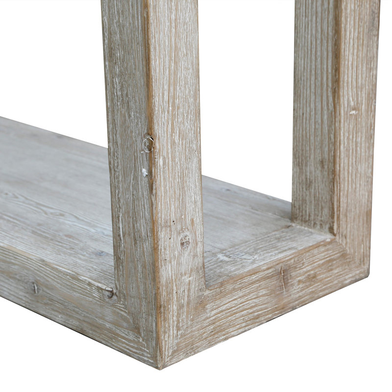 Lily's Living Versatile Large Peking Grand Framed Console Table, Weathered White Wash Finish, 67 Inch Long, Gray Wash