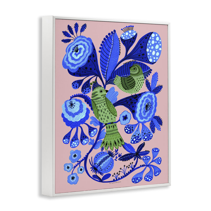 Giclée d'oiseaux dans la nature de style populaire, design par Kay Widdowson, H 14 po x l 11 po