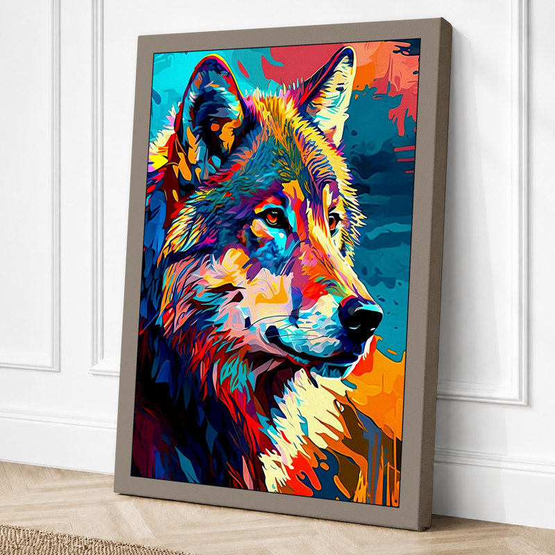 Electric Wolf Modern - Print, 24x16 - 61.0 x 40.6 cm, Taupe Border