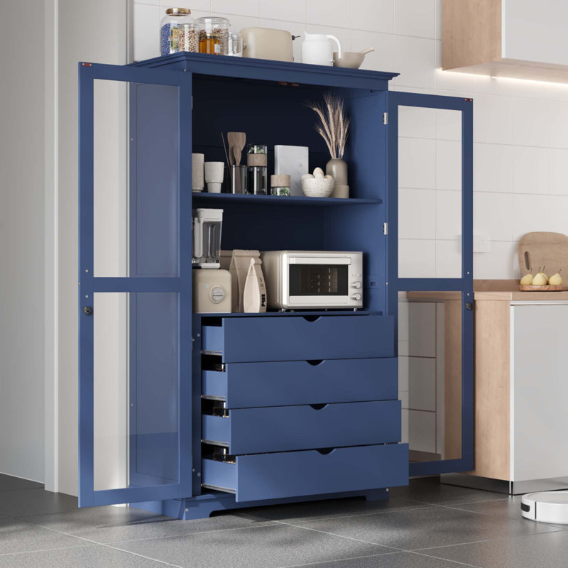 Armoire de rangement de cuisine autoportante, Bleu