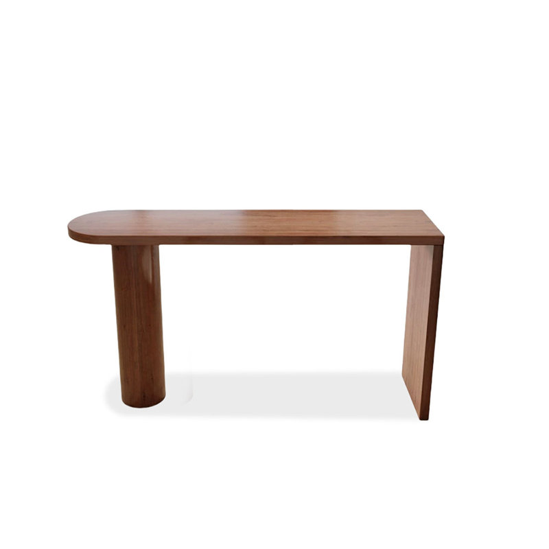 Bureau en bois massif cerisier couleur demi-cercle, H 41,34 po x l 70,87 po x P 17,72 po