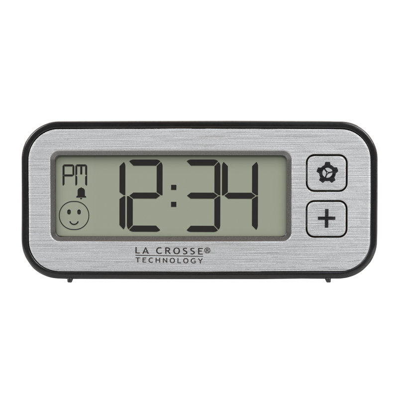Digital Quartz Movement / Crystal Tabletop Clock with Alarm in Silver/Black