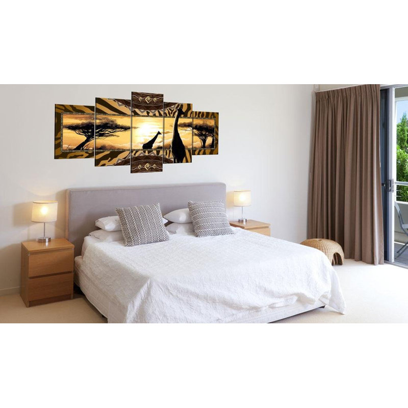 Yamilah, girafes d'Afrique sur toile, 5 pièces, H 40 po x l 80 po x P 0,7 po