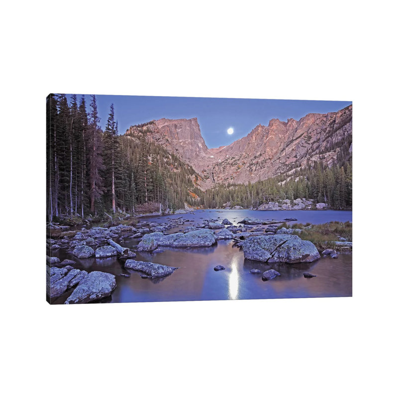 Moon Set On Dream Lake by Brian Wolf - Wrapped Canvas Print, 20.32cm H x 30.48cm W x 1.91cm D