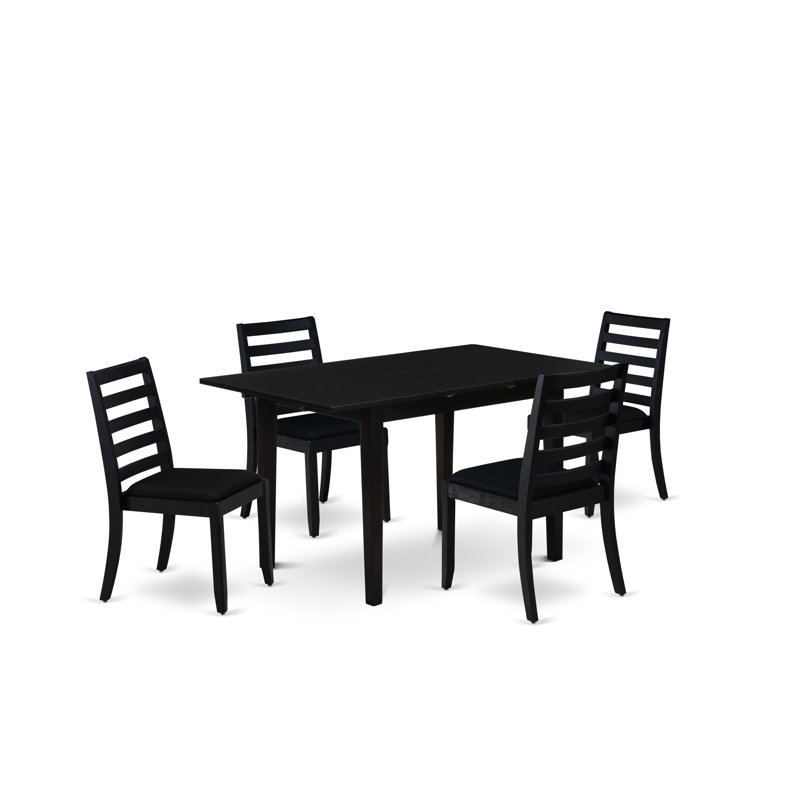 Ensemble de salle à manger 5 pièces comprenant une table rectangulaire et 4 chaises empilables en polyester, noir