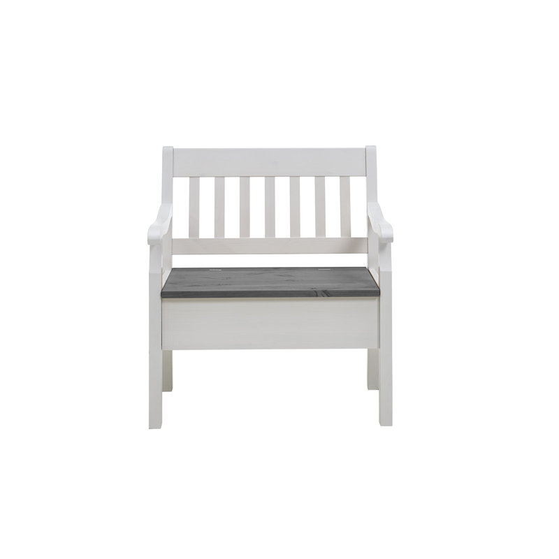 Solid Wood Bench, White/Grey, 93cm H x 82.7cm W x 46cm D