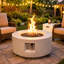 Ensemble de table de foyer d'extérieur 28 po blanc avec couvercle de réservoir, table de foyer au propane 50 000 BTU pour patio, cour et jardin, avec couvercle, pierres de lave et couvercle imperméable