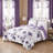 9-Piece Lavender Floral Quilted Bedspread and Curtain Set with 6 Independent Light-Filtering Panels-136866067