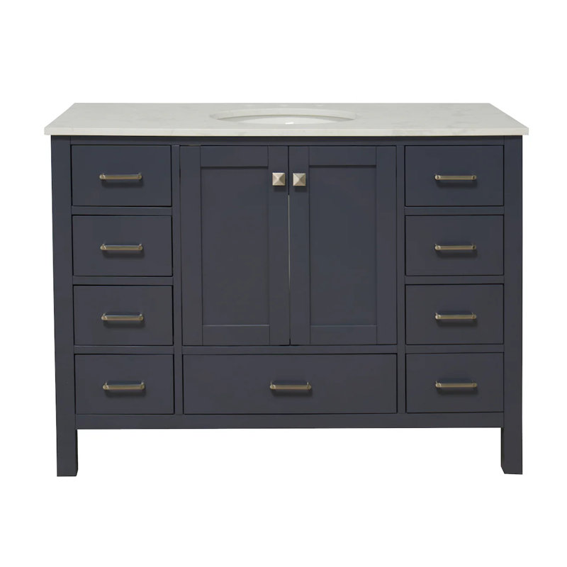 Claudett 48'' Single Bathroom Vanity with Top, Marine Gray, Engineered Carrara