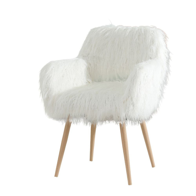 Fauteuil large de 18,5 po Rinata, Fausse fourrure blanche