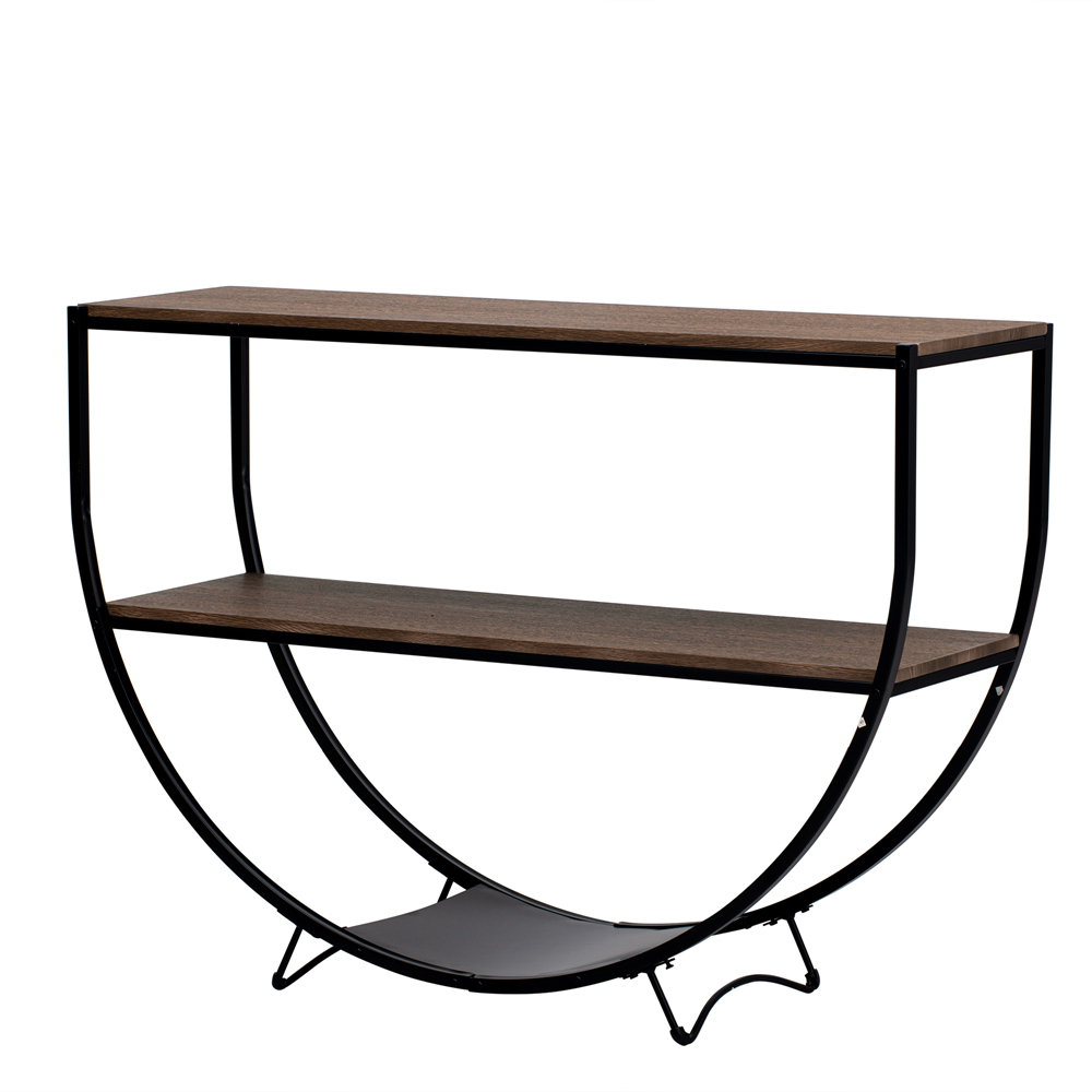 TREXM Rustic Industrial Demilune Console Table in Distressed Brown