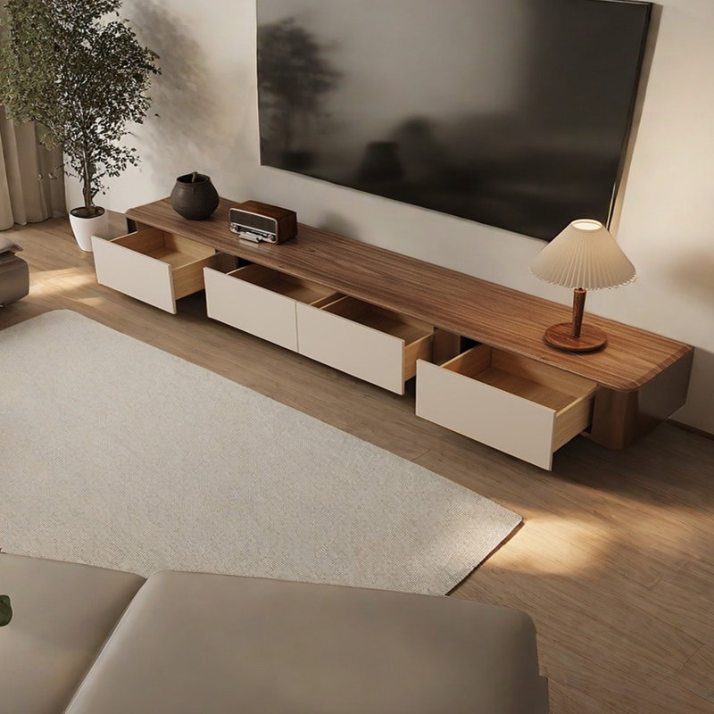 Meuble télé minimaliste à finition noyer, 94.48"